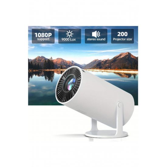 PR80 6954215478543 Mini Projector LCD Λάμπα LED με ενσωματωμένα ηχεία Λευκό