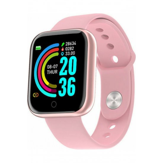 Smartwatch Y68 με μόνιτορ καρδιακού παλμού (ροζ)