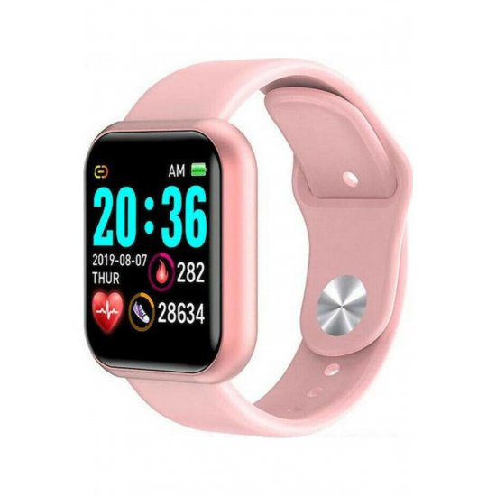 Smartwatch Y68 με μόνιτορ καρδιακού παλμού (ροζ)