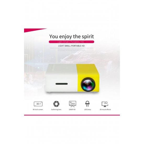 Έξυπνος φορητός προβολέας LED, συμβατός με 1080P, συμβατός με HDMI, USB, κάρτα TF, AV και τηλεχειριστήριο