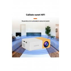Μίνι φορητός προβολέας, 24 W, 13 * 8,5 * 4,5 cm, HDMI, USB, Λευκό, ABS
