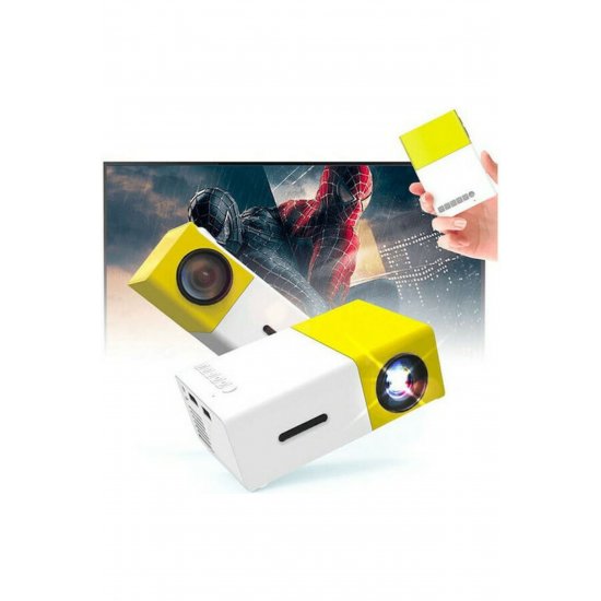 YG-300 Mini Projector LCD Λάμπα LED με ενσωματωμένα ηχεία κίτρινο