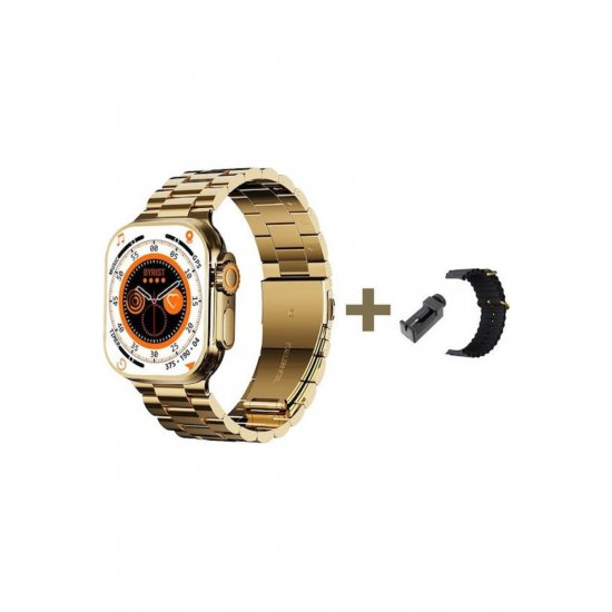 Έξυπνο ρολόι M9 Ultra Max 46 mm με μόνιτορ καρδιακών παλμών (χρυσό)
