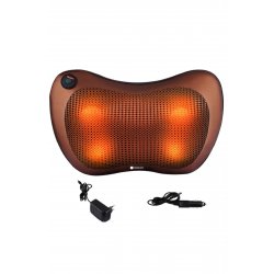 Neck Pro 20W Massager, Αυχενικό ή οσφυϊκό μαξιλάρι, Θέρμανση, βύσμα και αντάπτορας αυτοκινήτου, καφέ