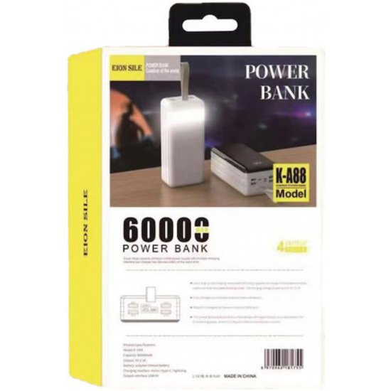 EION K-A88 Power Bank 60000mAh με 4 θύρες USB-C Μαύρη