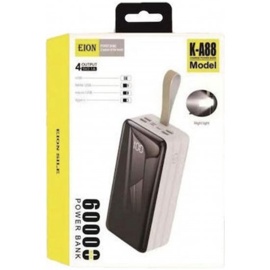 EION K-A88 Power Bank 60000mAh με 4 θύρες USB-C Μαύρη