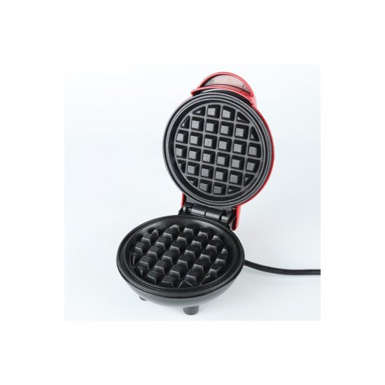 Mini Waffle Maker, Flippy, Πολυλειτουργική, Για το σπίτι και το ταξίδι, Compact 18x14,5x9,3 cm, Κόκκινο