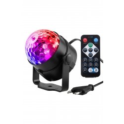 Ρυθμική λάμπα LED, με τηλεχειριστήριο, RGB, 3W, Ντίσκο μπάλα