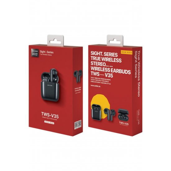 TWS-V35 Earbud Bluetooth Handsfree Ακουστικά με Μαύρη θήκη φόρτισης