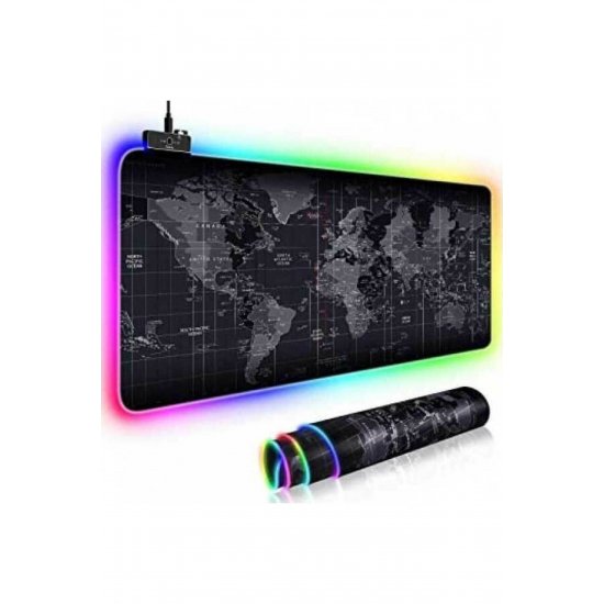 Παγκόσμιος χάρτης RGB Gaming Mouse Pad XXL 800mm με μαύρο φωτισμό RGB