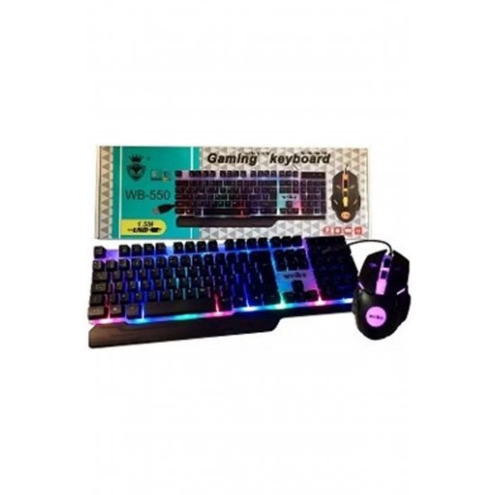 Σετ πληκτρολογίου gaming WB-550 με φωτισμό RGB & ποντίκι Αγγλικά Η.Π.Α