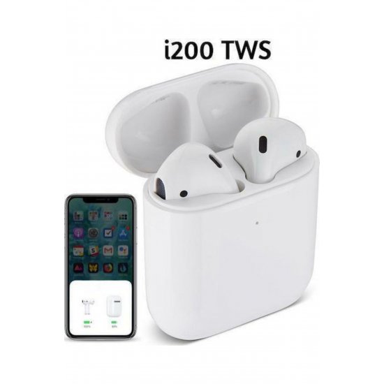 i200 Earbud Bluetooth Handsfree Ακουστικά με θήκη φόρτισης Λευκή