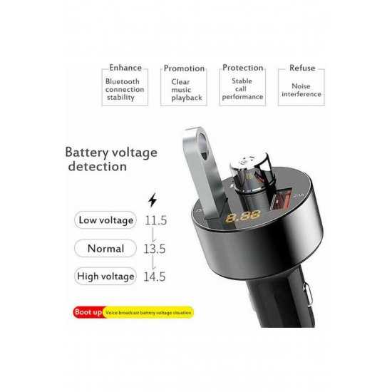 Πομπός αυτοκινήτου FM EA-15 με Bluetooth / Ασημί USB