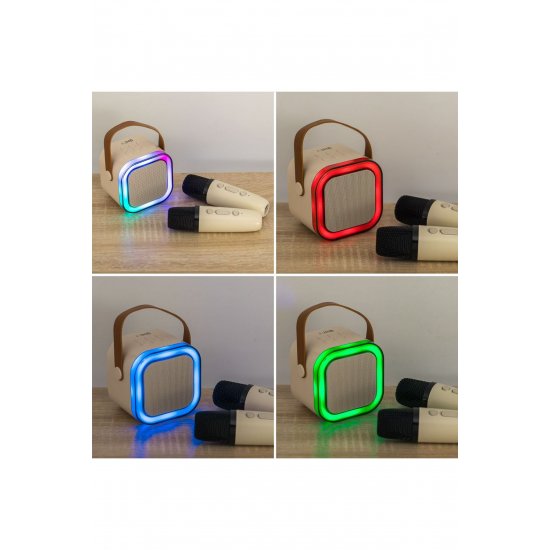 Σετ ηχείων Karaoke 5W με φως RGB & 2 ασύρματα μικρόφωνα