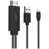 Πλεκτό HDMI Αρσενικό καλώδιο - Lightning Αρσενικό / MHL 2m Μαύρο
