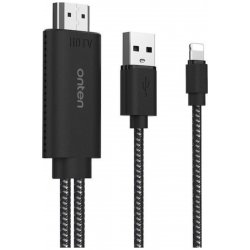 Πλεκτό HDMI Αρσενικό καλώδιο - Lightning Αρσενικό / MHL 2m Μαύρο