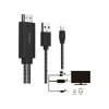 Πλεκτό HDMI Αρσενικό καλώδιο - Lightning Αρσενικό / MHL 2m Μαύρο