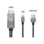 OTN-7519 Καλώδιο HDMI αρσενικό - Lightning αρσενικό / MHL 2m Γκρι