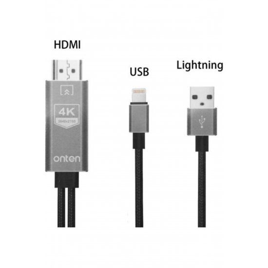 OTN-7519 Καλώδιο HDMI αρσενικό - Lightning αρσενικό / MHL 2m Γκρι