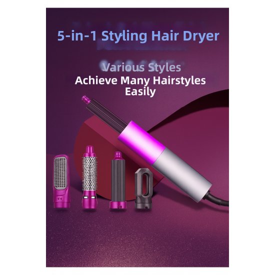 Σετ styling μαλλιών 5 σε 1 Επαγγελματικές λαβίδες ισιώματος Προσάρτημα πιστολάκι αντιστατικό