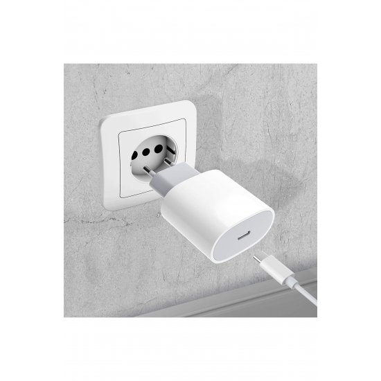Σετ φορτιστή συμβατό με Apple, USB-C 20W, σειρά iPhone 12/13/14, Ανοιχτό γκρι