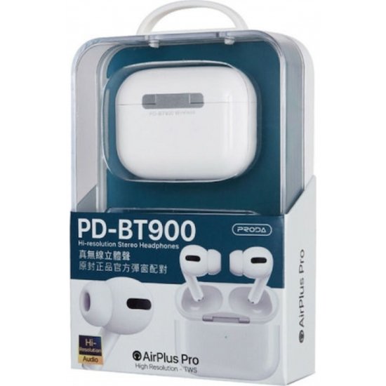 Ακουστικά handsfree Bluetooth PD-BT900 με θήκη φόρτισης Λευκή