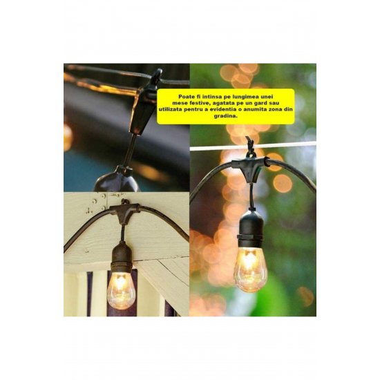 Ολοκληρωμένο κιτ String Lights 10m με 10 Λαμπτήρες, Διασυνδεδεμένο, Θερμό Φως