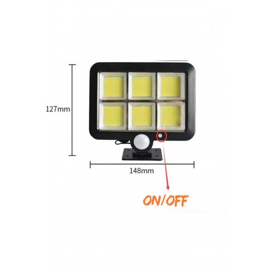 Ηλιακός λαμπτήρας LED 30W με αισθητήρα κίνησης, τηλεχειριστήριο, ρυθμιζόμενο ηλιακό πάνελ, 120 LED
