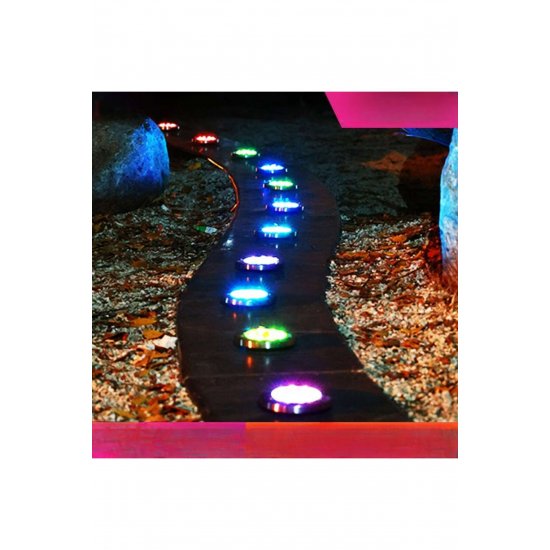 Σετ 4 ηλιακά φωτιστικά κήπου - 8 έγχρωμα LED, ανοξείδωτο, IP65, 600mAh