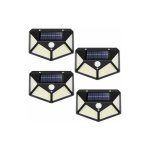 Σετ 4 Λαμπτήρες Solar Motion-Sensor, 1000 lm, 100 LED, 220 mAh, Μαύρο