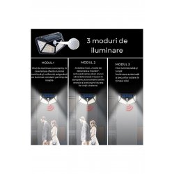Σετ 4 Λαμπτήρες Solar Motion-Sensor, 1000 lm, 100 LED, 220 mAh, Μαύρο