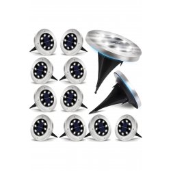 GardenPro Σετ με 12 ηλιακά φωτιστικά LED εξωτερικού χώρου, 8 LED, NiMH 600mAh, IP65, Cool White