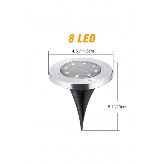 Σετ ηλιακών λαμπτήρων 4 – 8 LED 2W ζεστό λευκό, ανοξείδωτο, IP65
