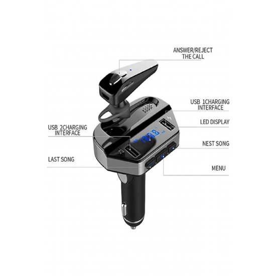 FM Modulator Bluetooth 5.0, πομπός FM με QuickCharge 3.0 και ακουστικά Bluetooth