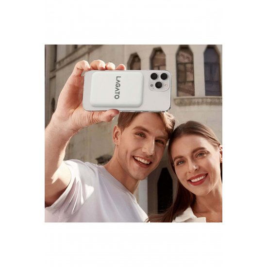 Ασύρματη εξωτερική μπαταρία MagSafe MS1 Pro 5000 mAh, 20W, Για iPhone και Android, Μαγνητική, Λευκή