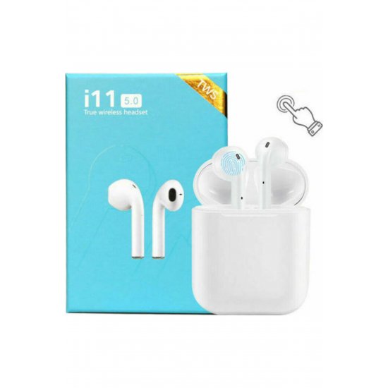 TWS i11s Earbud Bluetooth Handsfree Ακουστικά με θήκη φόρτισης Λευκή