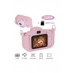 Παιδική κάμερα, 32GB κάρτα SD 1080P HD, 23 εκατομμύρια pixels, 2,0 ιντσών, 600 mAh, 3 ετών+, Ροζ
