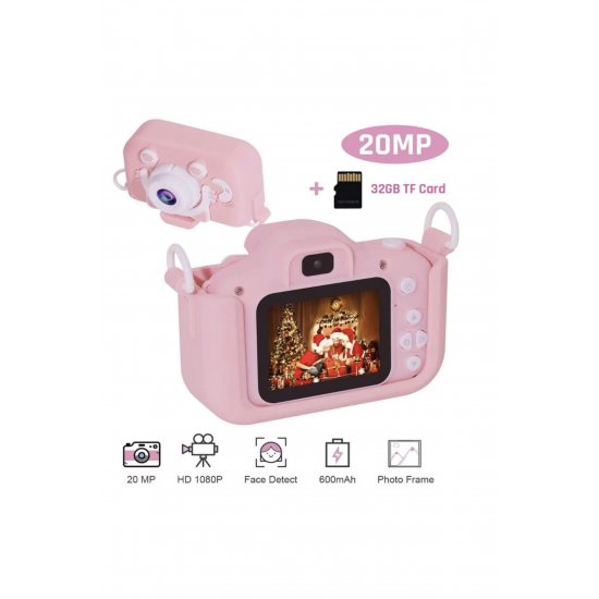 Παιδική κάμερα, 32GB κάρτα SD 1080P HD, 23 εκατομμύρια pixels, 2,0 ιντσών, 600 mAh, 3 ετών+, Ροζ