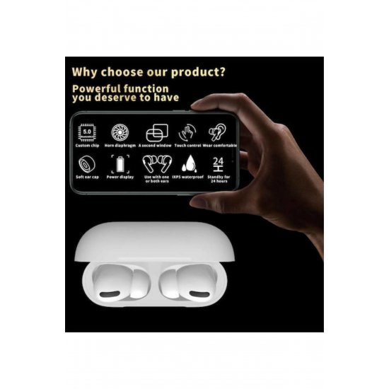 Ακουστικά i3 Pro in-ear Bluetooth Handsfree με αντίσταση στον ιδρώτα και θήκη φόρτισης Λευκό