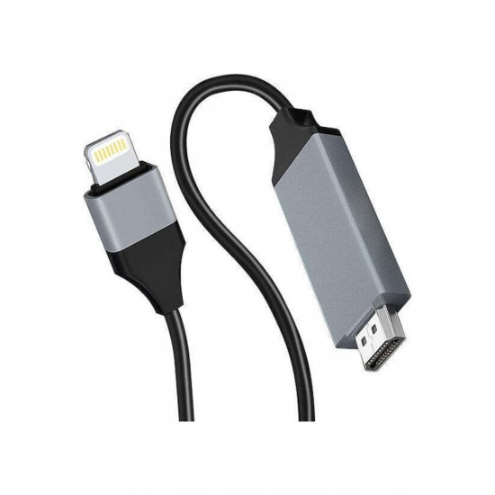 Καλώδιο Hdtv HDMI αρσενικό - Lightning αρσενικό 2m Μαύρο Καλώδιο Hdtv HDMI αρσενικό - Lightning αρσενικό 2m Μαύρο