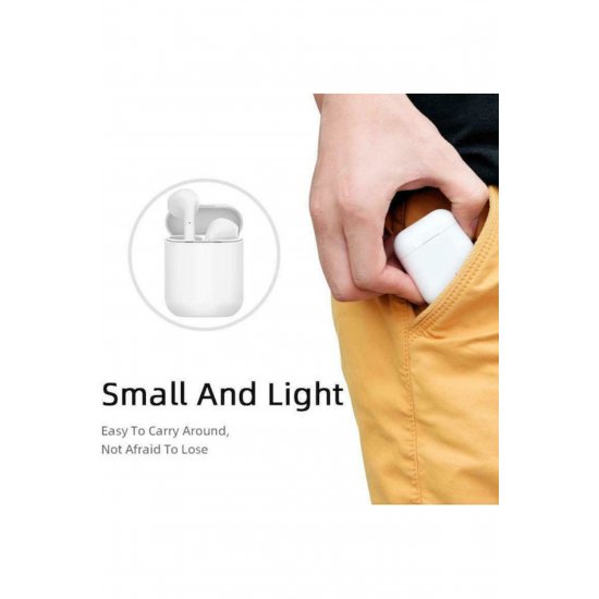 Ακουστικά I12 Earbud Bluetooth Handsfree με θήκη φόρτισης Λευκή