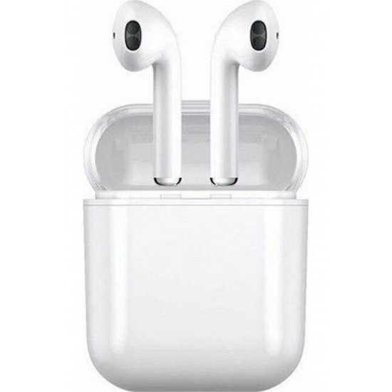 Ακουστικά I12 Earbud Bluetooth Handsfree με θήκη φόρτισης Λευκή