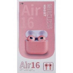 Ακουστικά ανοιχτής ακρόασης Bluetooth TWS Air16 με θήκη φόρτισης ροζ