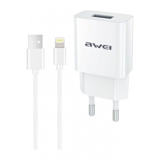 Φορτιστής με θύρα USB-A και καλώδιο Lightning Whites (C-832)