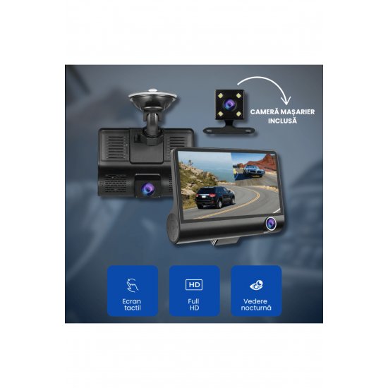 Dash Cam με εσωτερική-εξωτερική μαγνητοσκόπηση, ανάλυση Full HD Dash Cam με εσωτερική-εξωτερική μαγνητοσκόπηση, ανάλυση Full HD