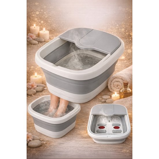 Πτυσσόμενο Foot Spa Massager με θέρμανση, φυσαλίδες και ρολά, 500W, 15L