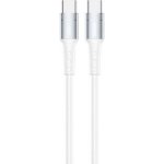 RC-198 Πλεγμένο καλώδιο USB 2.0 USB-C αρσενικό - USB-C 65W Λευκό 1m