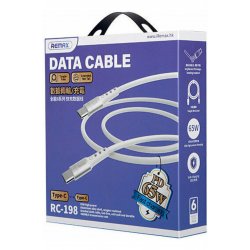 RC-198 Πλεγμένο καλώδιο USB 2.0 USB-C αρσενικό - USB-C 65W Λευκό 1m