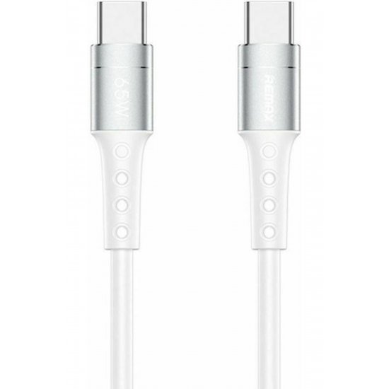 RC-198 Πλεγμένο καλώδιο USB 2.0 USB-C αρσενικό - USB-C 65W Λευκό 1m