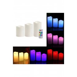 Σετ 3 κεριών RGB LED, 3 λειτουργίες φωτισμού με τηλεχειριστήριο Σετ 3 κεριών RGB LED, 3 λειτουργίες φωτισμού με τηλεχειριστήριο